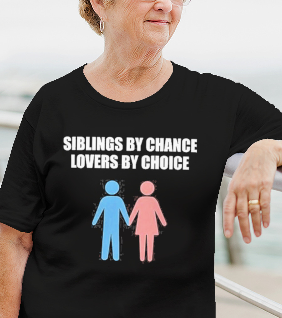 Siblings By Chance Lovers By Choice Blue Pink Stick Figures Friendship Unity T-Shirt