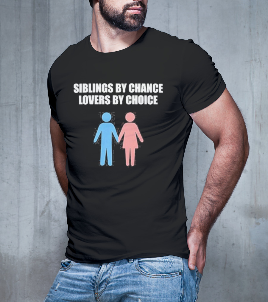 Siblings By Chance Lovers By Choice Blue Pink Stick Figures Friendship Unity T-Shirt