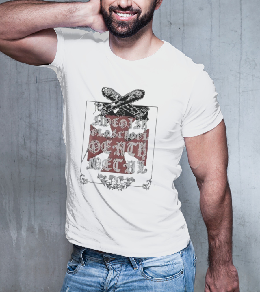Swedish Old School Death Metal Skull Crossbones Crest T-Shirt