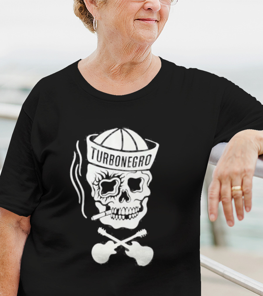 Turbonegro Sailor Skull Smoking With Crossed Guitars T-Shirt