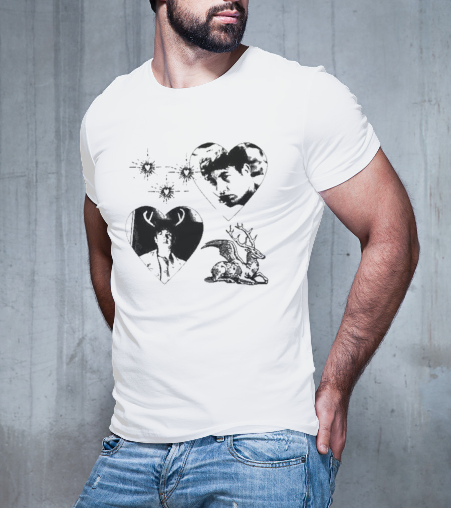 Mustardyardpress Store Oliver Hearts Deer And Faces T-Shirt