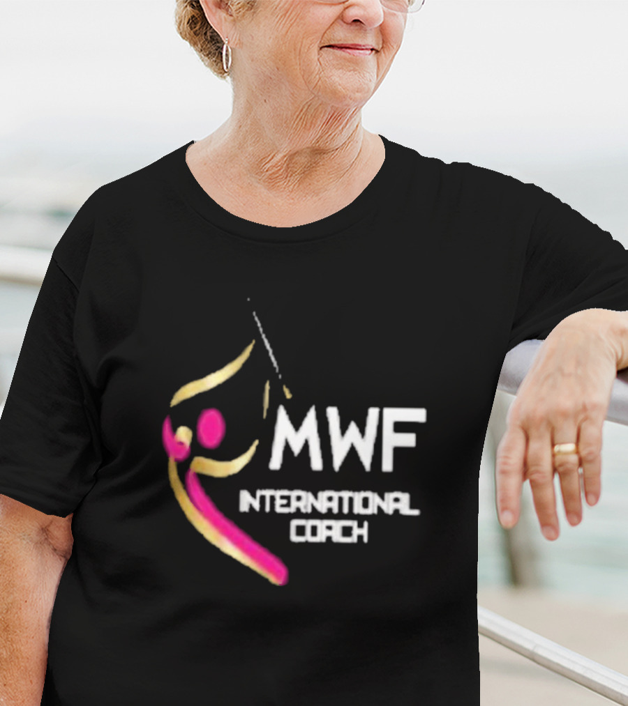 MWF International Coach Logo With Colorful Athletic Figure T-Shirt