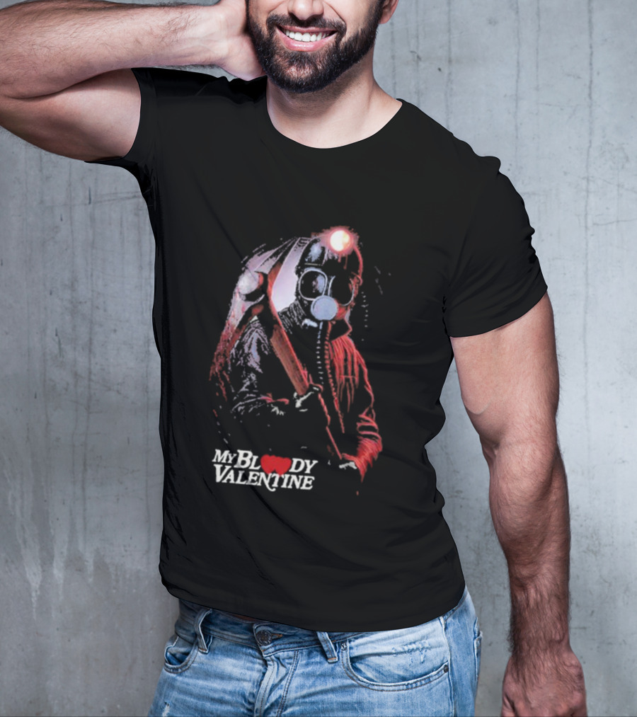 My Bloody Valentine Horror Gas Mask Miner Pickaxe T-Shirt