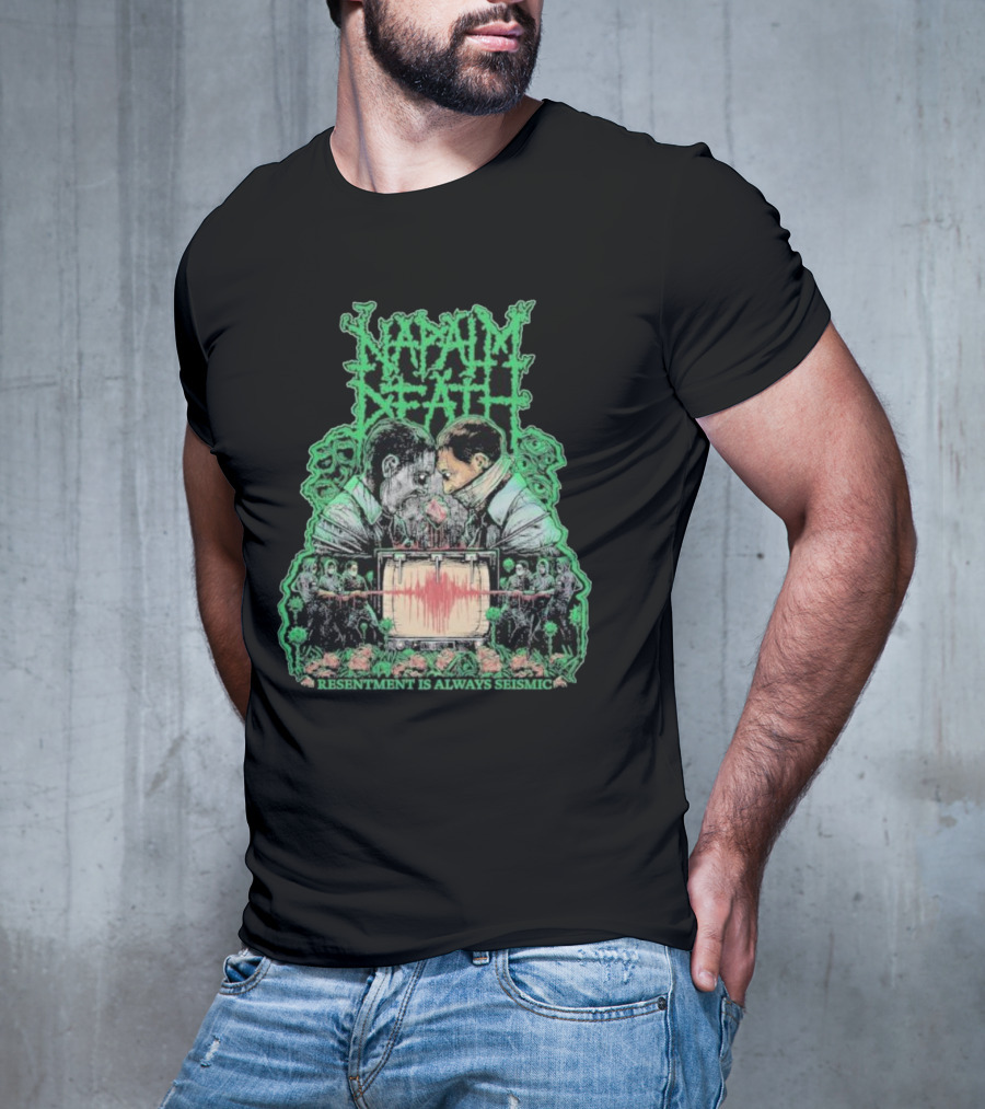 Napalm Death Resentment Is Always Seismic Faces And Seismic Waveforms T-Shirt