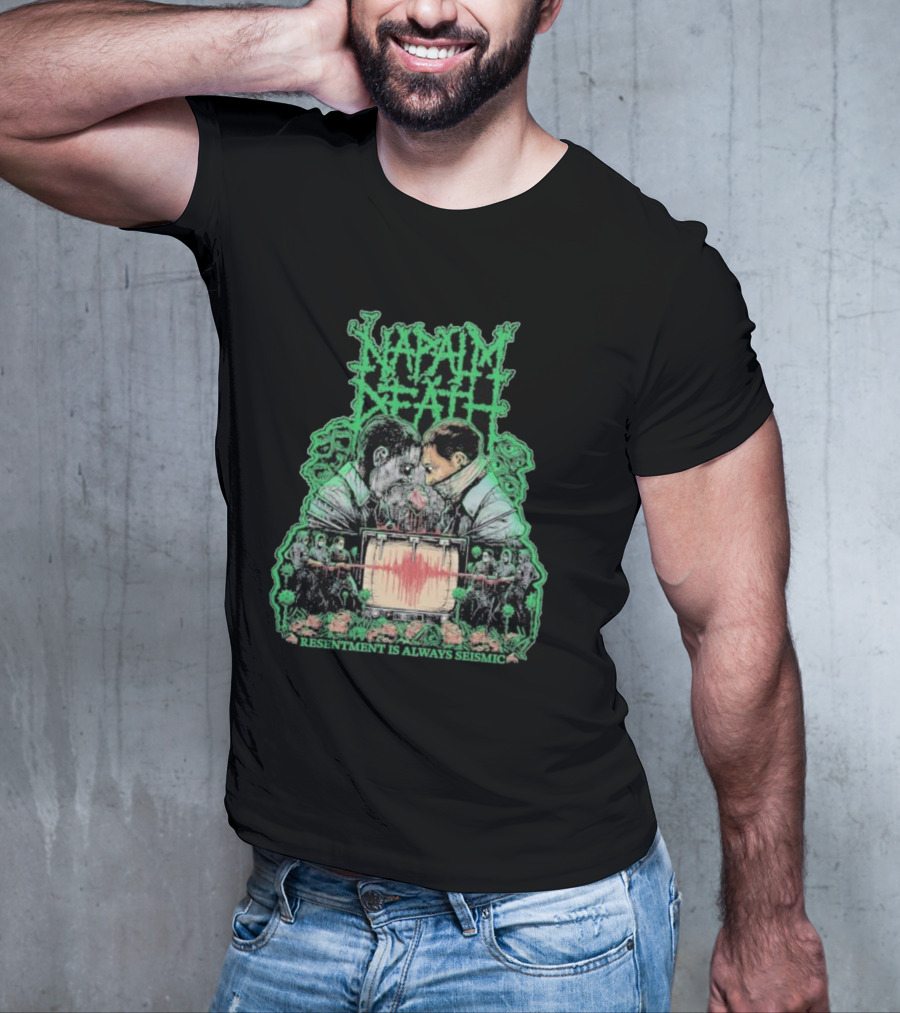 Napalm Death Resentment Is Always Seismic Faces And Seismic Waveforms T-Shirt