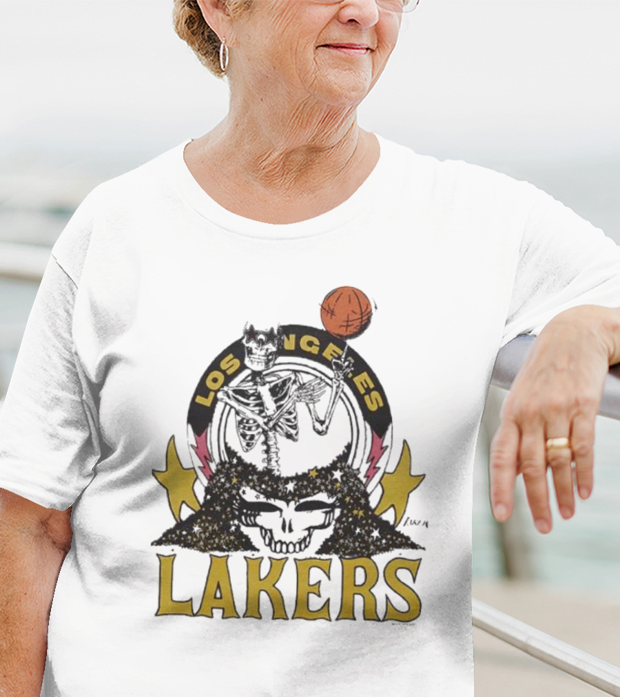 Los Angeles Lakers Grateful Dead Basketball Skull T-Shirt