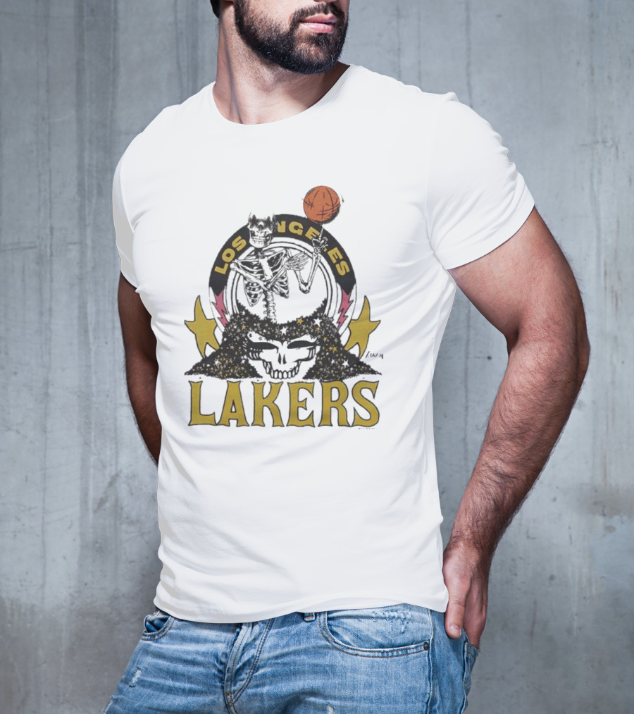 Los Angeles Lakers Grateful Dead Basketball Skull T-Shirt