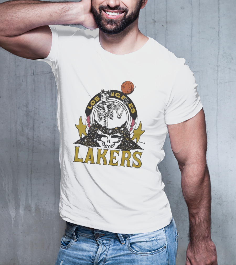 Los Angeles Lakers Grateful Dead Basketball Skull T-Shirt