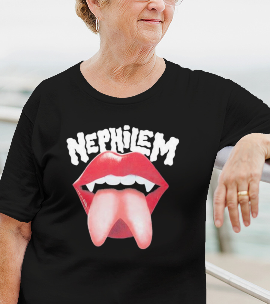 Nephilem Vampire Lips With Fangs And Extended Tongue T-Shirt
