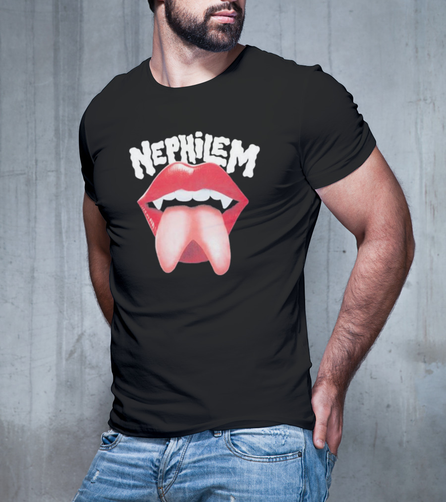 Nephilem Vampire Lips With Fangs And Extended Tongue T-Shirt