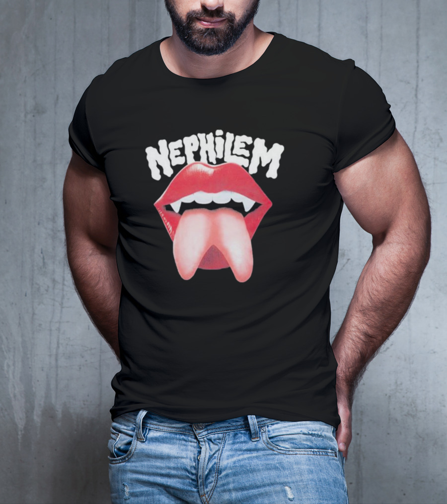 Nephilem Vampire Lips With Fangs And Extended Tongue T-Shirt