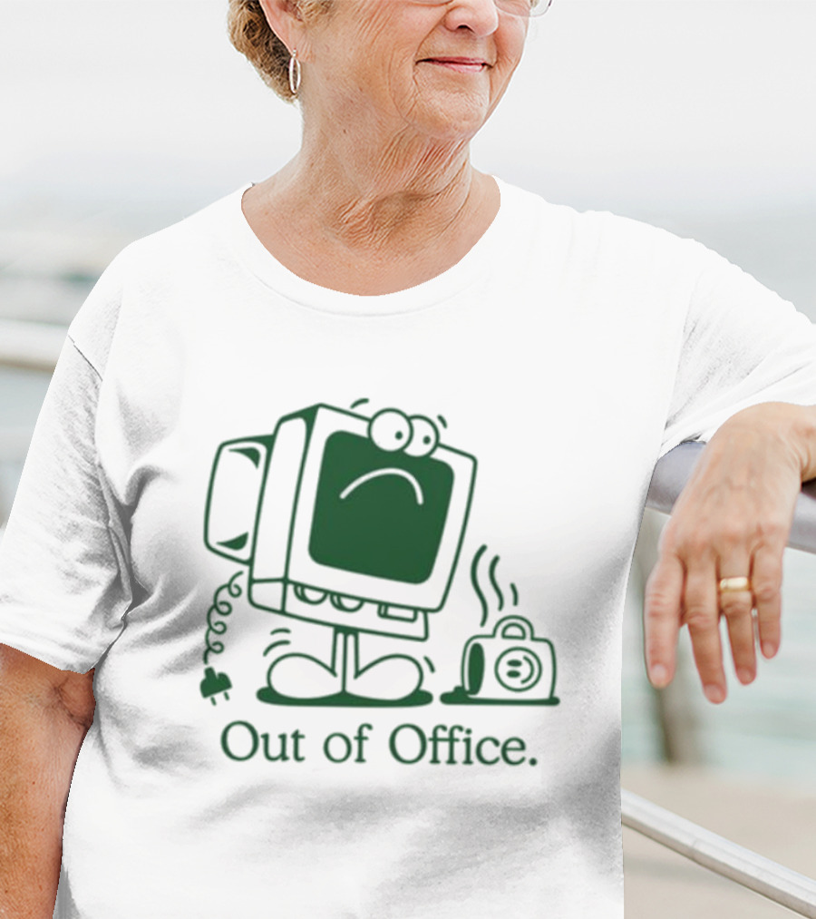 Out Of Office Sad Computer Icon With Coffee Cup T-Shirt