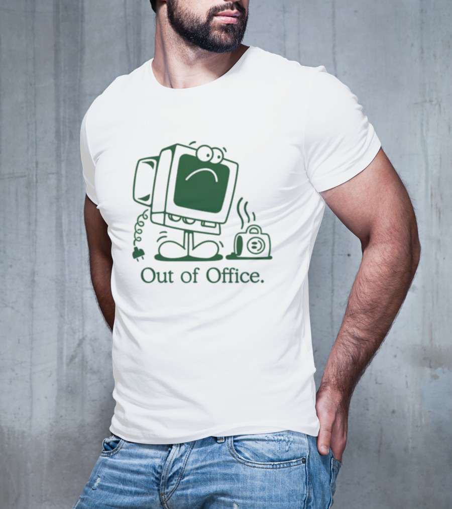 Out Of Office Sad Computer Icon With Coffee Cup T-Shirt