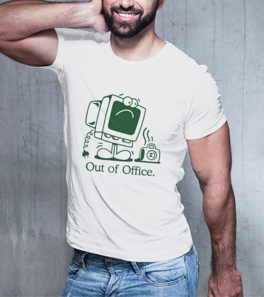 Out Of Office Sad Computer Icon With Coffee Cup T-Shirt