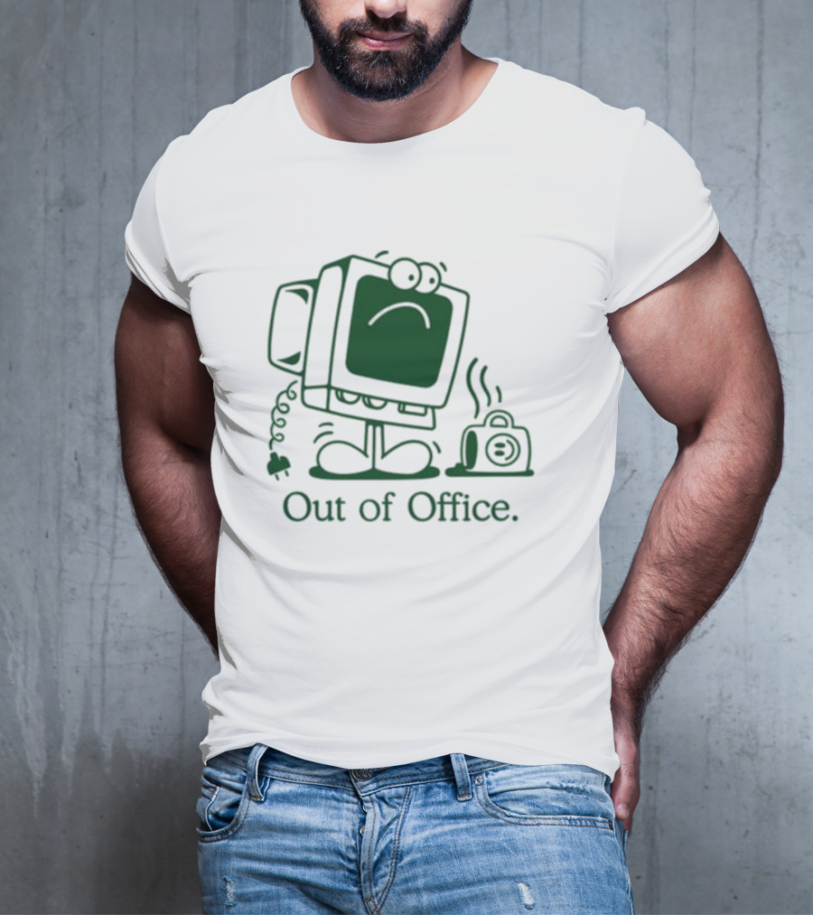 Out Of Office Sad Computer Icon With Coffee Cup T-Shirt