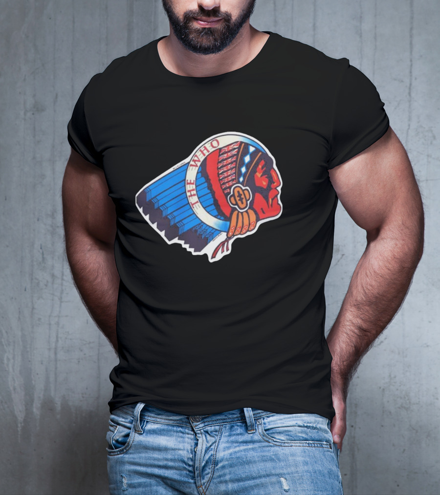 Rare The Who 1976 Vintage Logo Native American Headdress T-Shirt