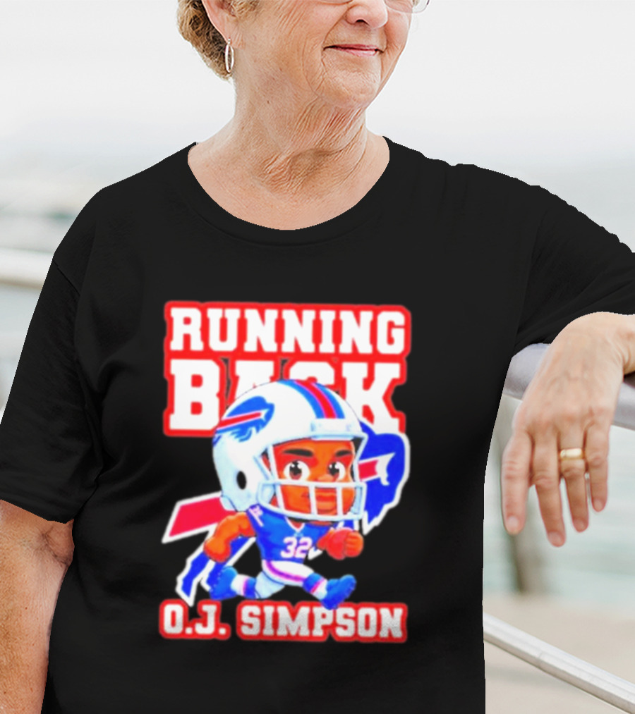 Running Back O.J. Simpson Cartoon Buffalo Bills Football Player T-Shirt