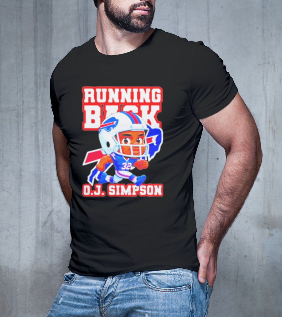 Running Back O.J. Simpson Cartoon Buffalo Bills Football Player T-Shirt