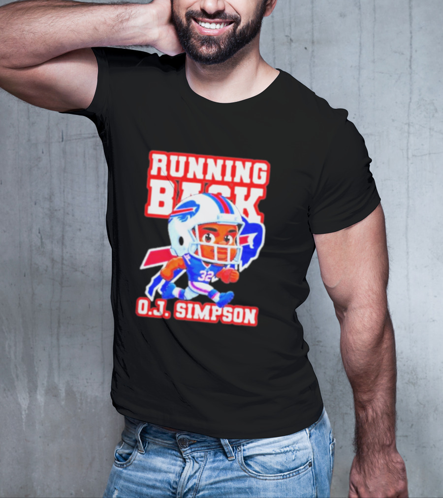 Running Back O.J. Simpson Cartoon Buffalo Bills Football Player T-Shirt