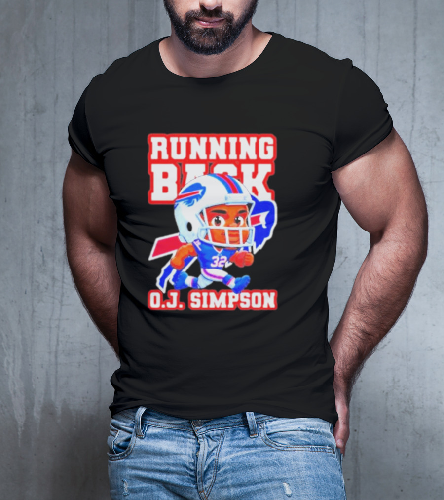 Running Back O.J. Simpson Cartoon Buffalo Bills Football Player T-Shirt
