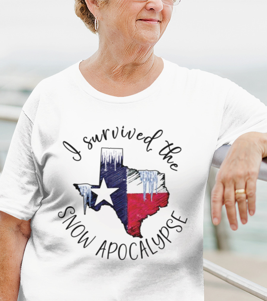 I Survived The Snow Apocalypse Texas Flag Icicles Map T-Shirt