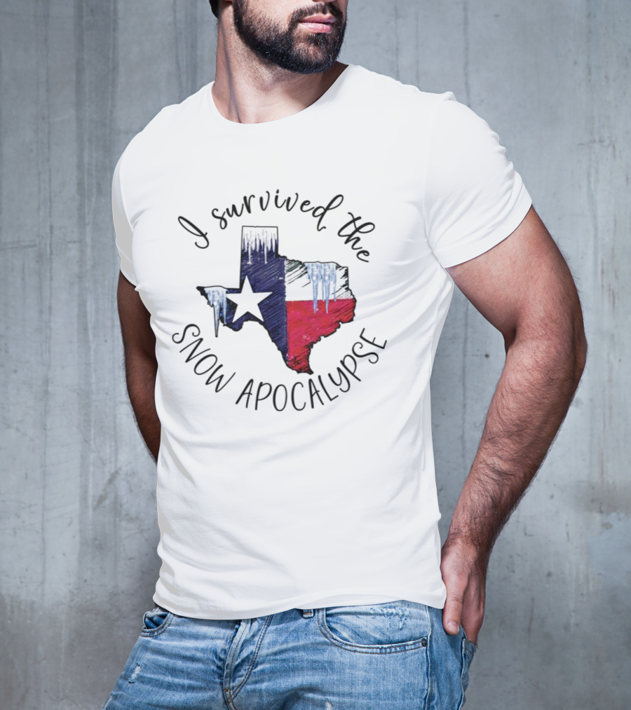 I Survived The Snow Apocalypse Texas Flag Icicles Map T-Shirt