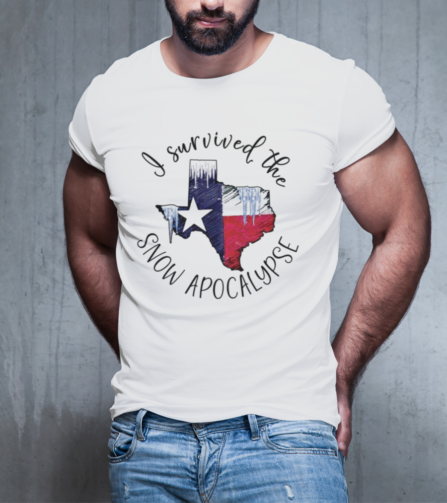 I Survived The Snow Apocalypse Texas Flag Icicles Map T-Shirt