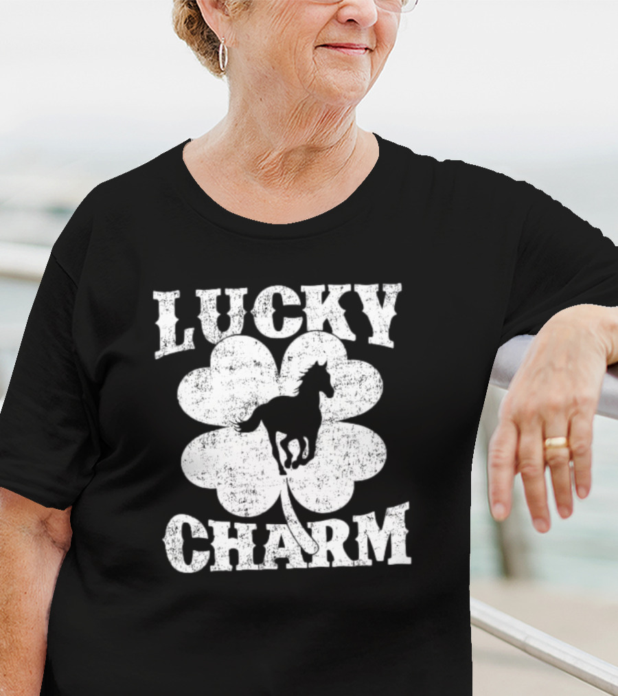 Lucky Charm Horse Lover Shamrock St Patrick's Day T-Shirt