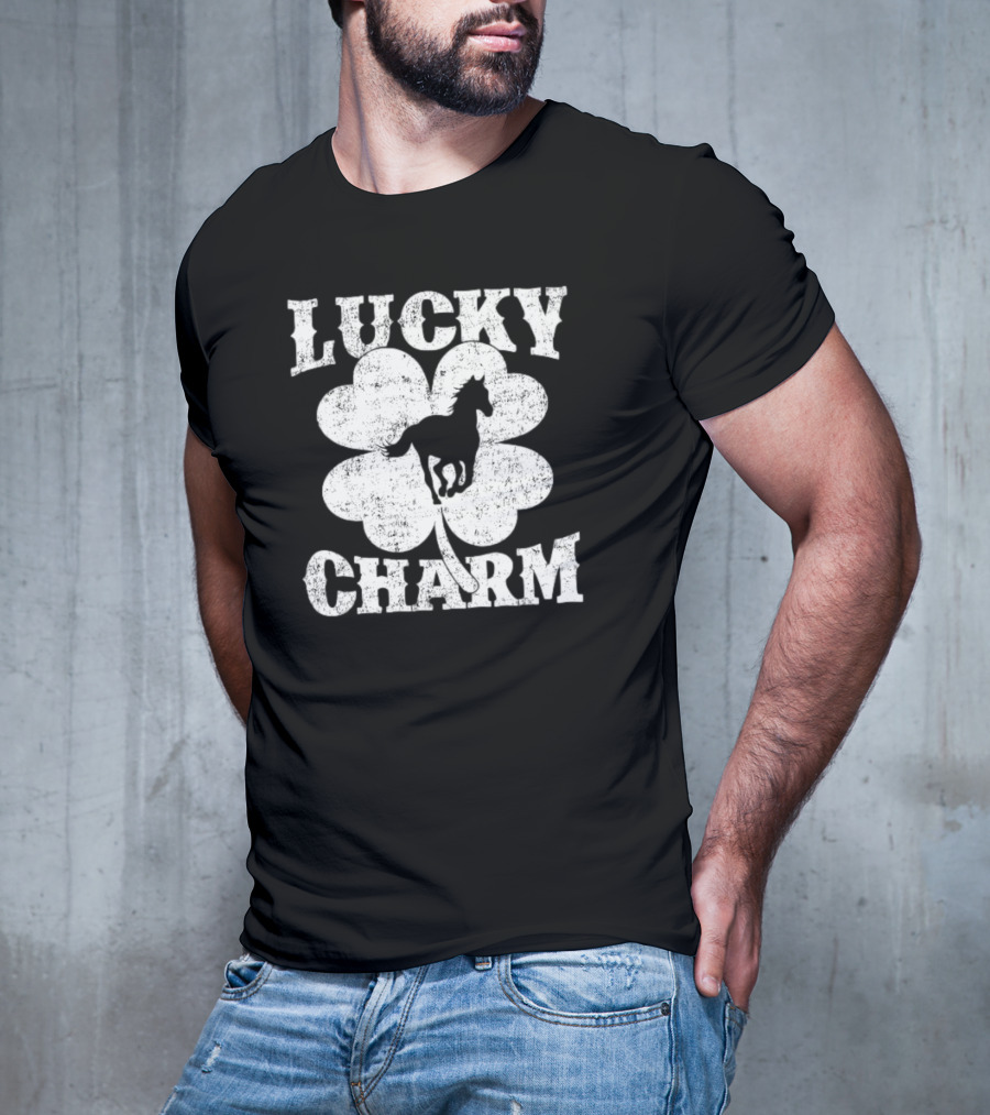 Lucky Charm Horse Lover Shamrock St Patrick's Day T-Shirt
