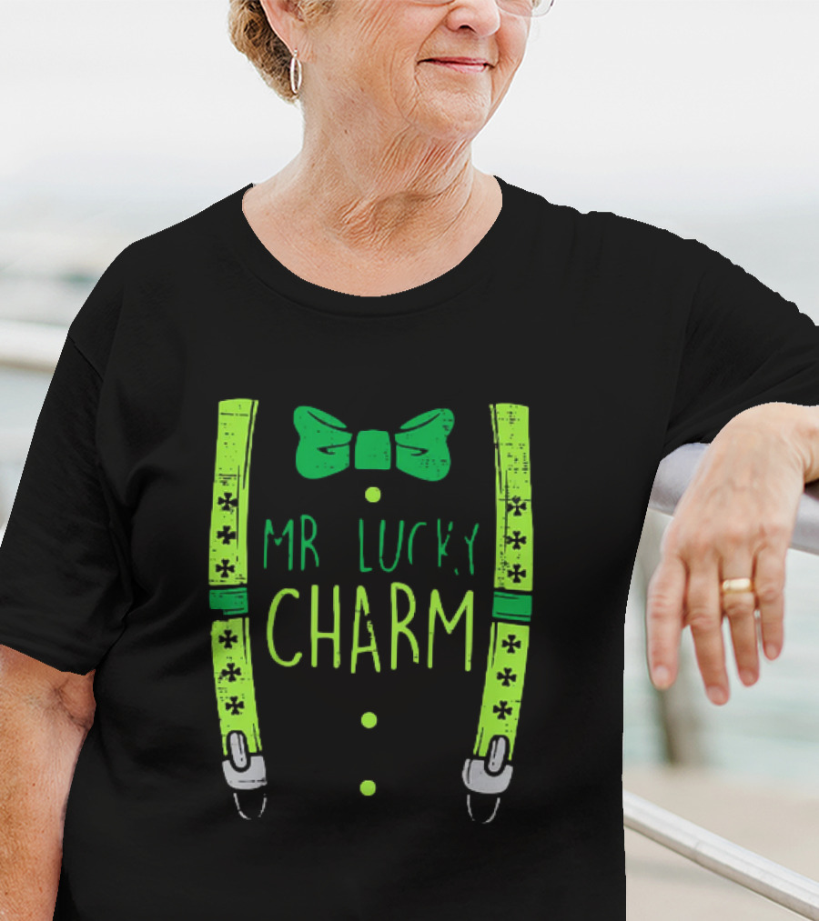 Mr Lucky Charm Suspenders St Patricks Day Boys T-Shirt