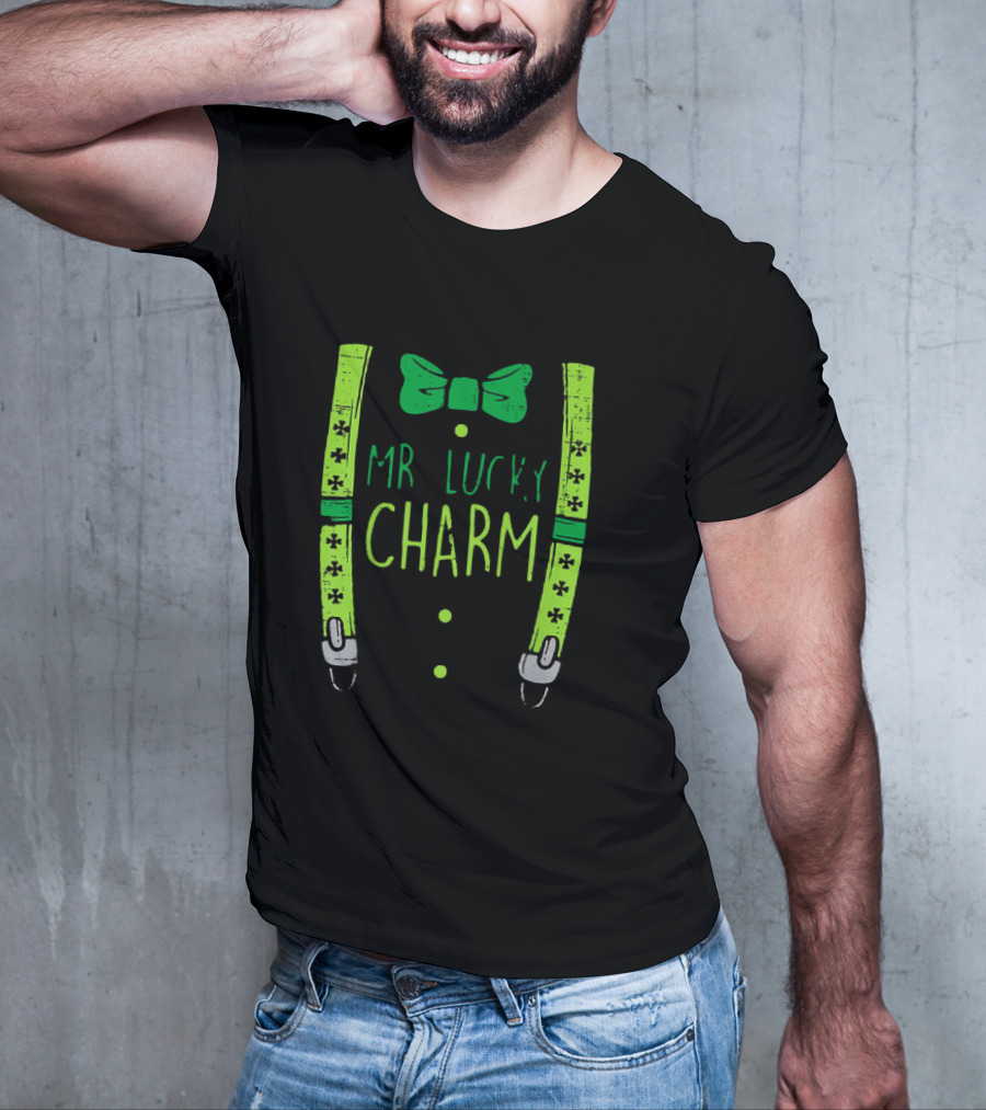 Mr Lucky Charm Suspenders St Patricks Day Boys T-Shirt
