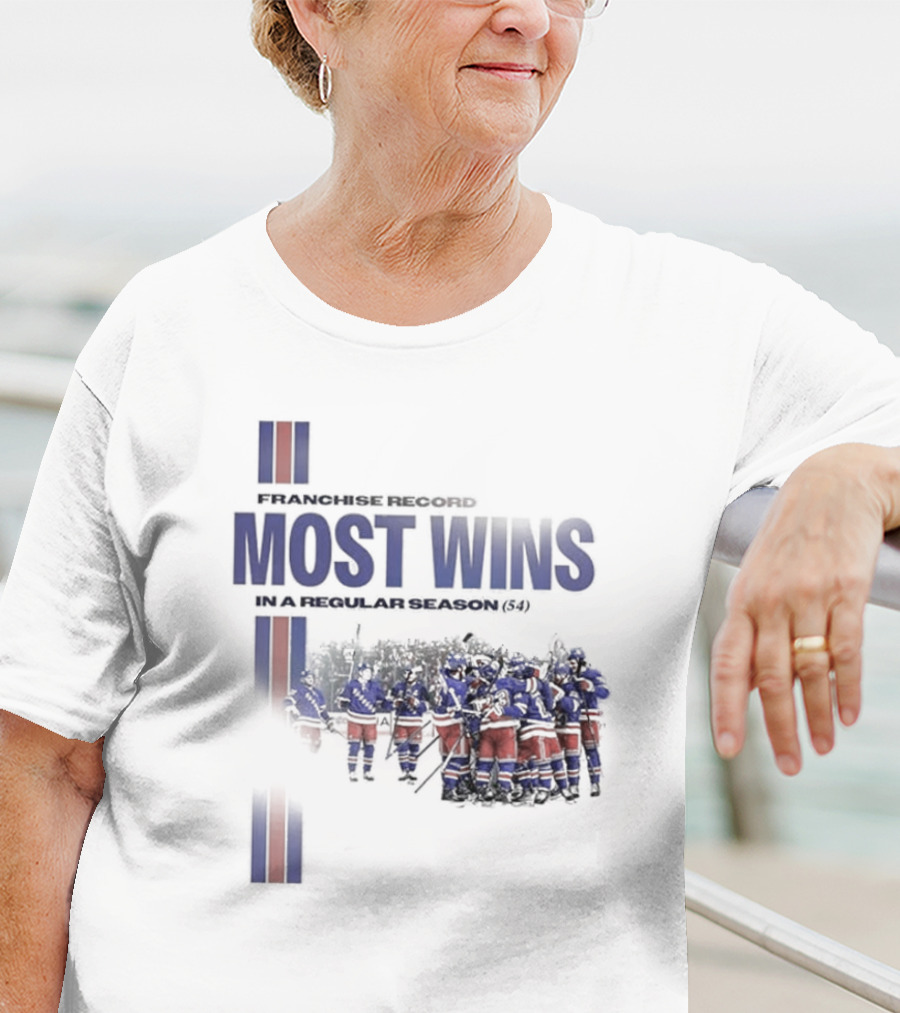 Franchise Record Most Wins In A Regular Season (54) New York Rangers T-Shirt