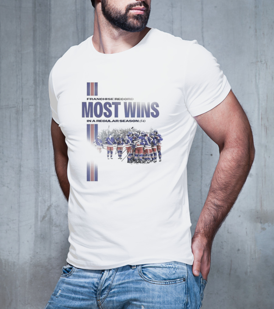 Franchise Record Most Wins In A Regular Season (54) New York Rangers T-Shirt