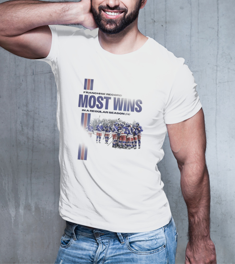 Franchise Record Most Wins In A Regular Season (54) New York Rangers T-Shirt