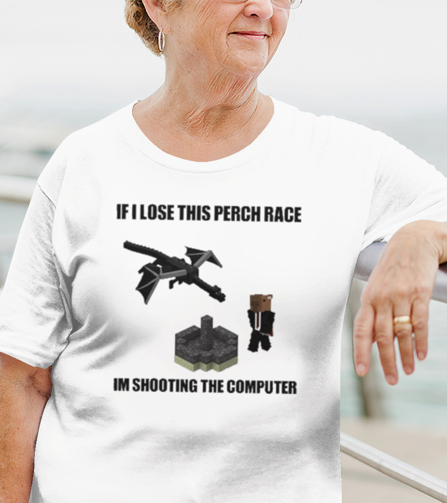 If I Lose This Perch Race I'm Shooting The Computer Minecraft Ender Dragon Pixel T-Shirt
