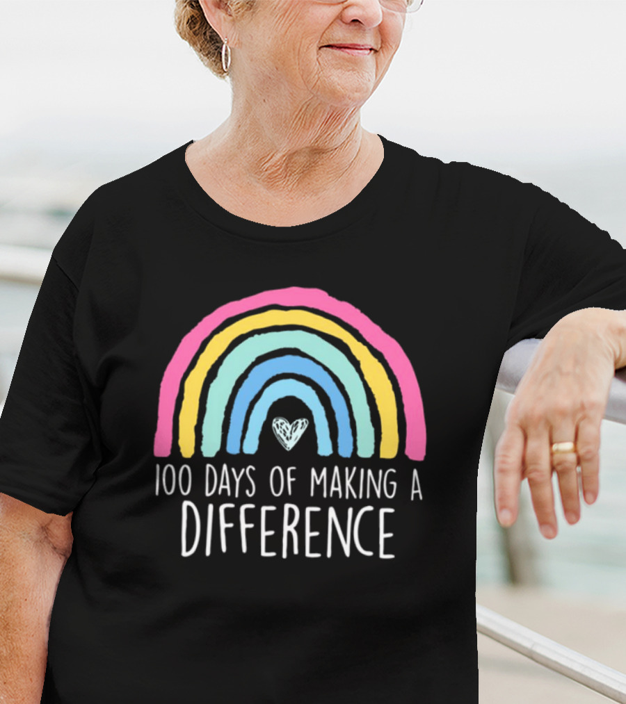 100 Days Of Making A Difference Rainbow Heart T-Shirt