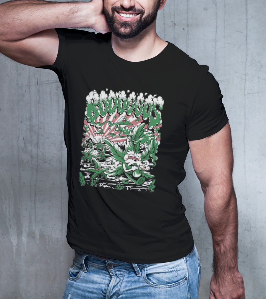 Bodoggos 4-20 Cartoon Dogs With Smoke And Green Leaves T-Shirt