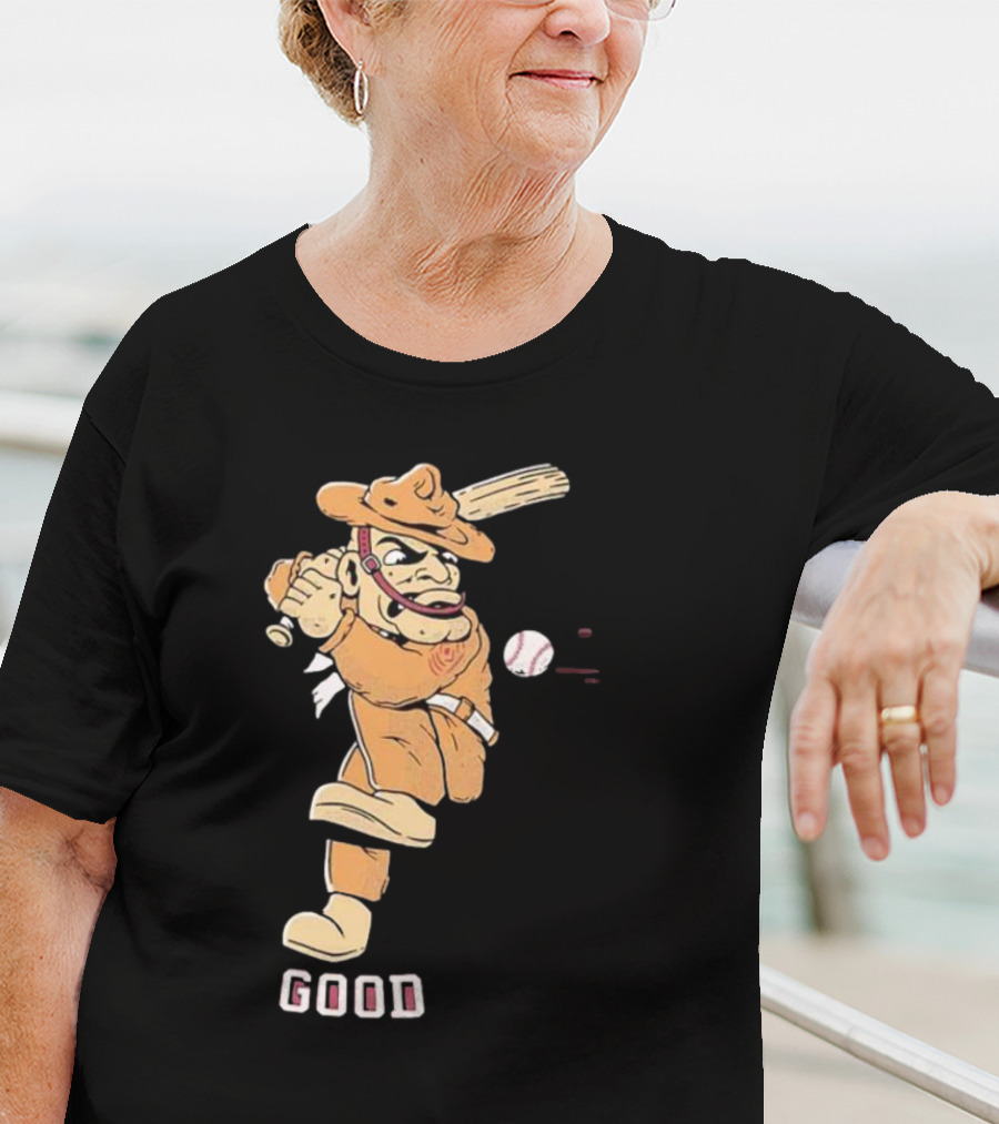 Good Tam Baseball Comic Character Swinging At Pitch T-Shirt