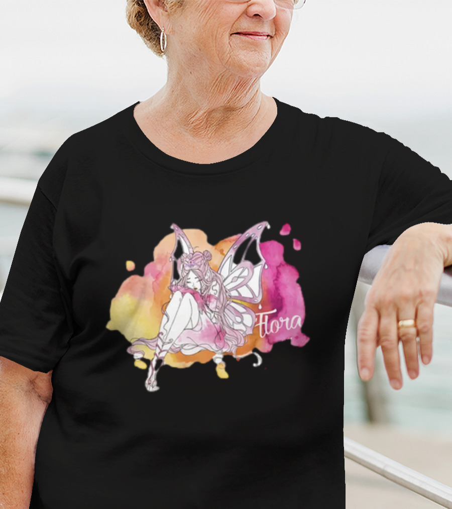 Flora Winx Club Merch Shine Bright Watercolor Wings T-Shirt