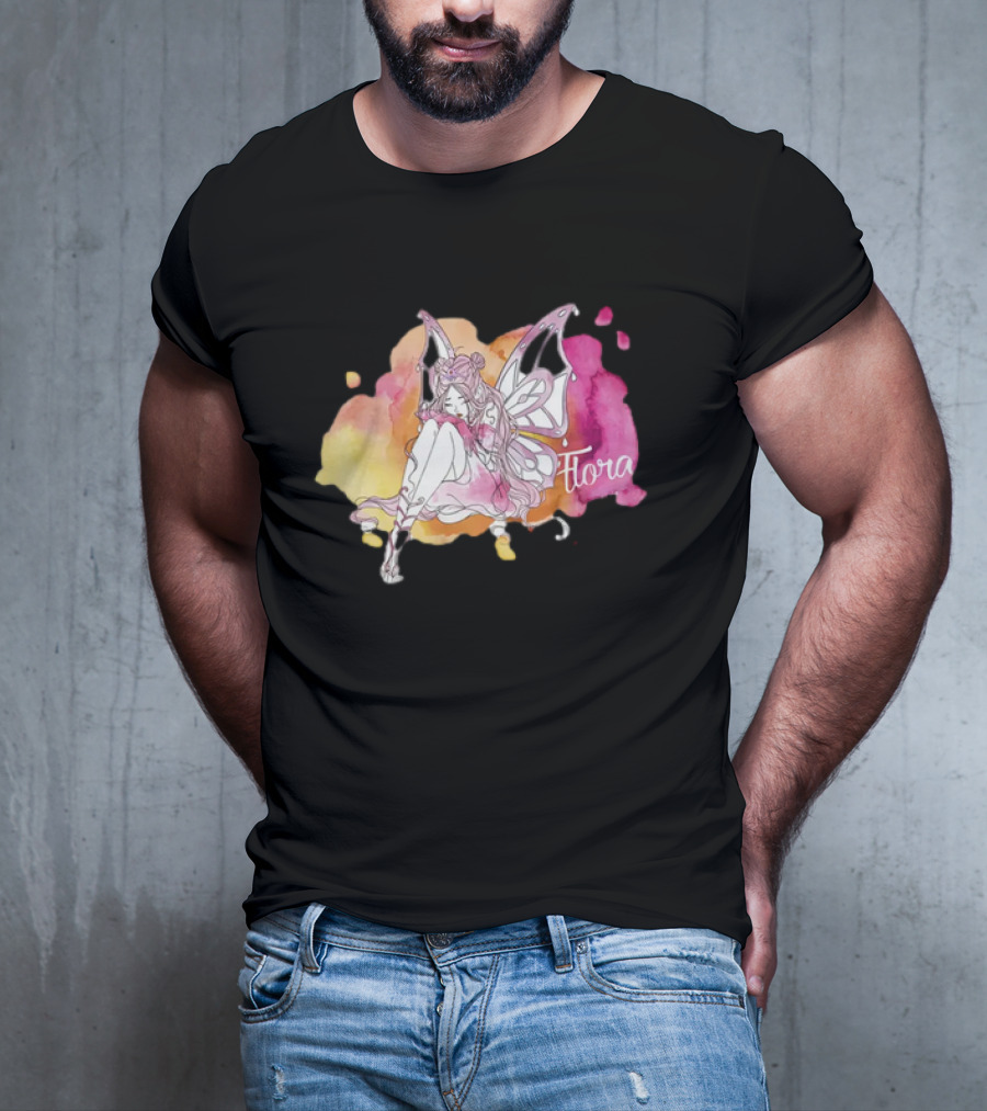 Flora Winx Club Merch Shine Bright Watercolor Wings T-Shirt