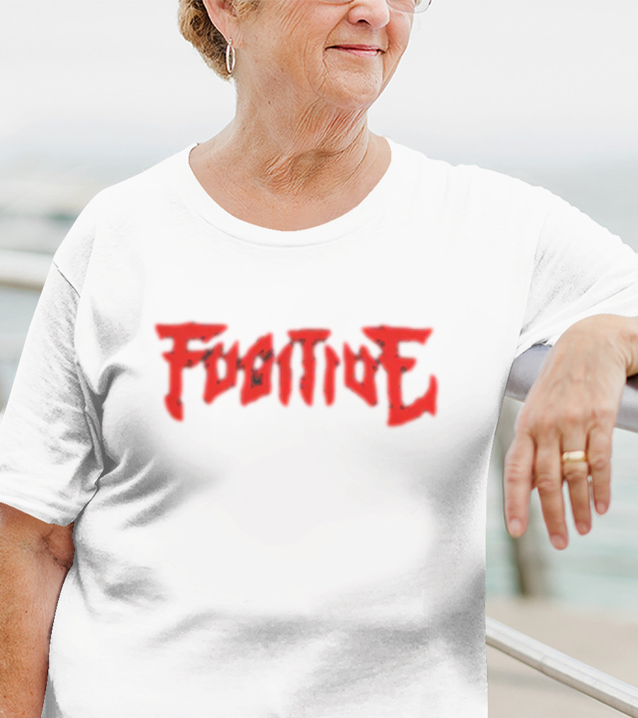 Fugitive Red Gothic Text T-Shirt