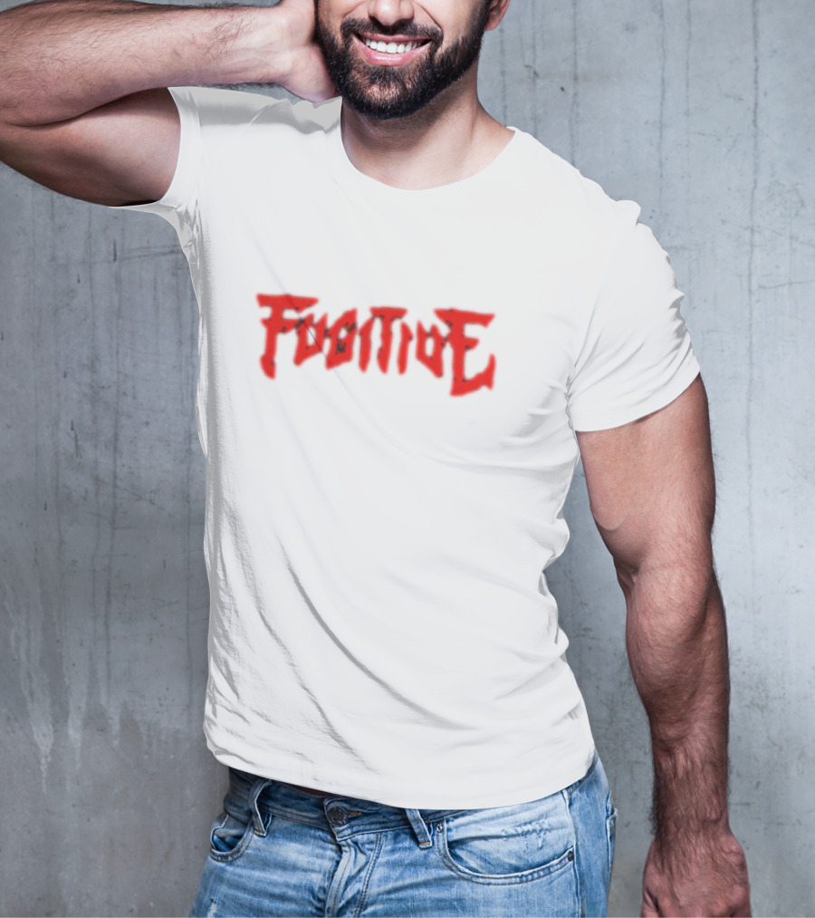 Fugitive Red Gothic Text T-Shirt