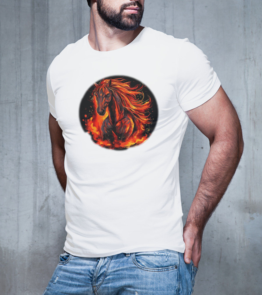 Funny Flaming Horse For Burning Flames Lovers T-Shirt
