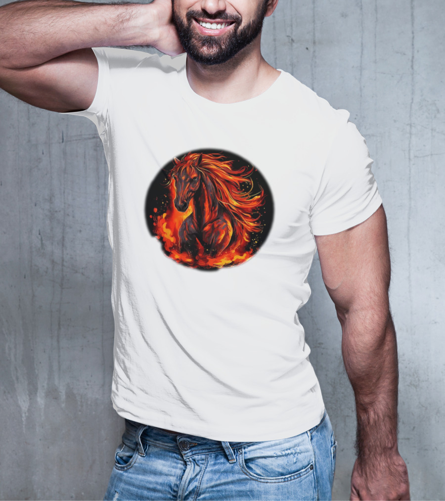 Funny Flaming Horse For Burning Flames Lovers T-Shirt