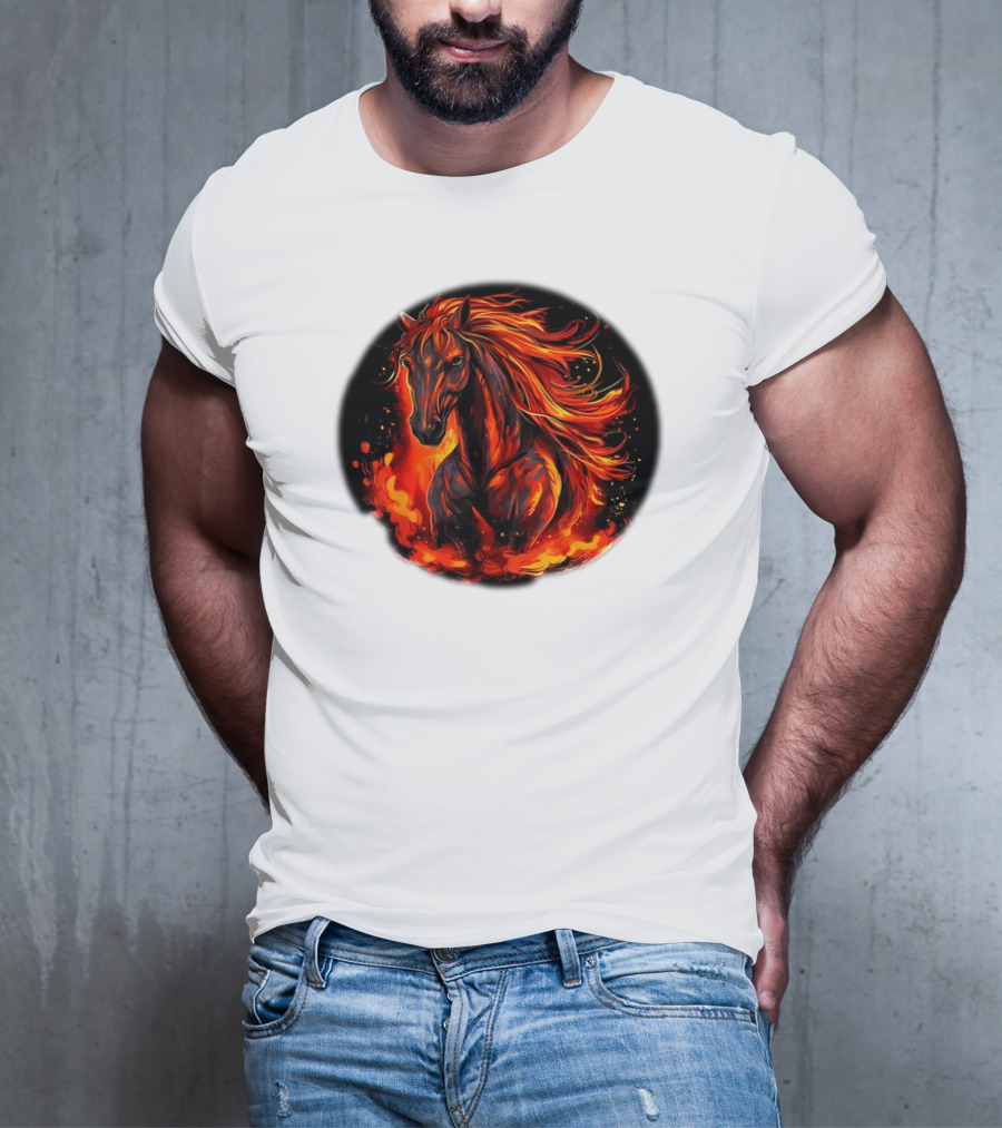 Funny Flaming Horse For Burning Flames Lovers T-Shirt
