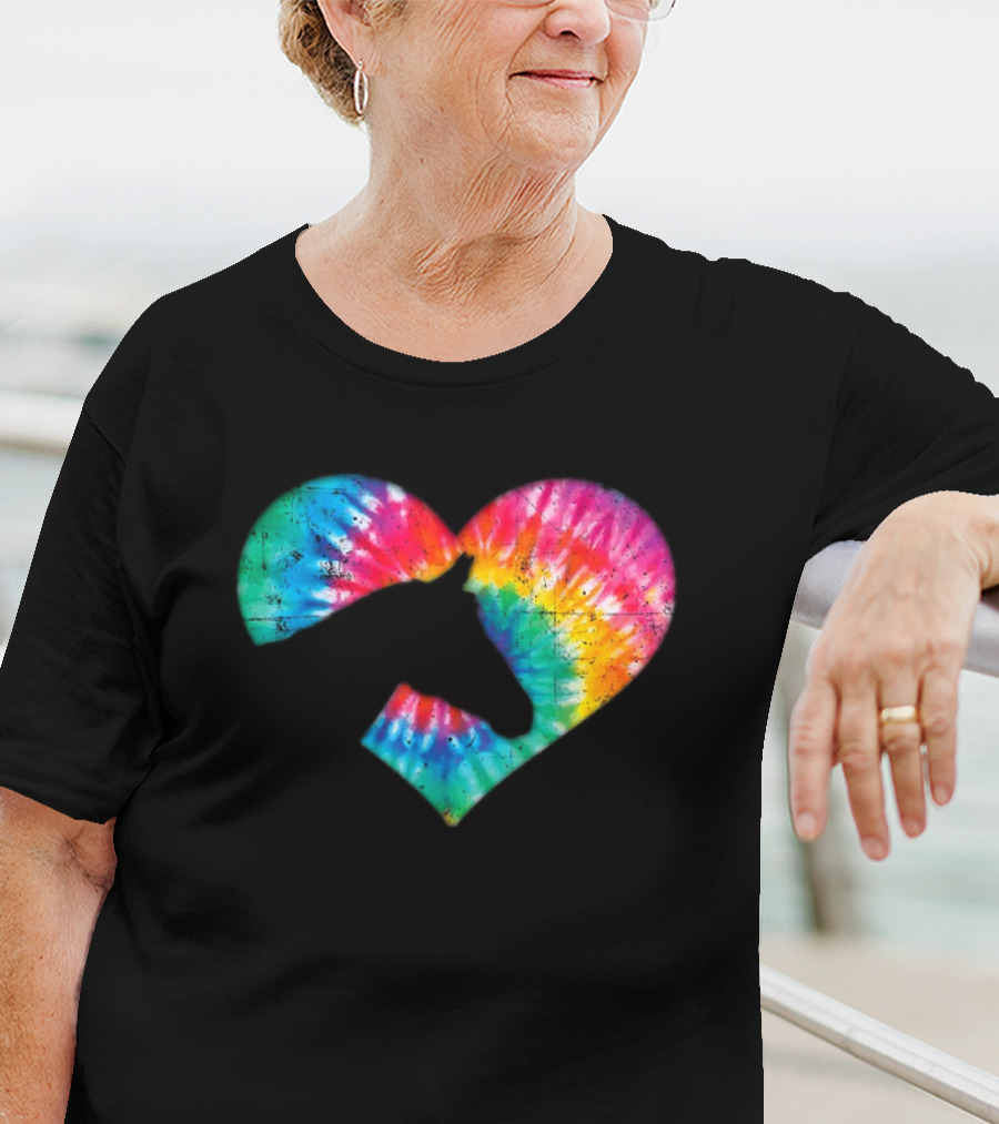 Tie-Dye Heart Horse Lover T-Shirt