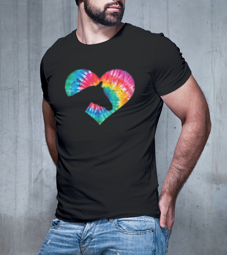 Tie-Dye Heart Horse Lover T-Shirt