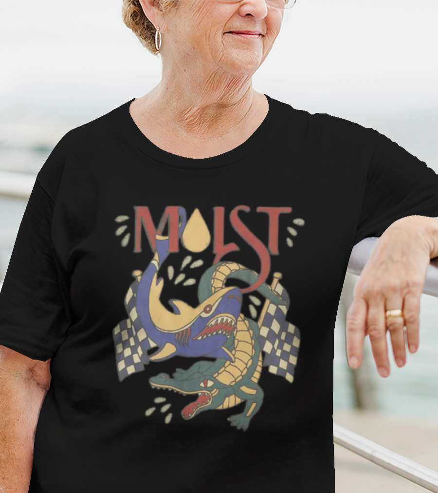 Moistcritikal Merch Shark Gator Racing Checkered Flags T-Shirt