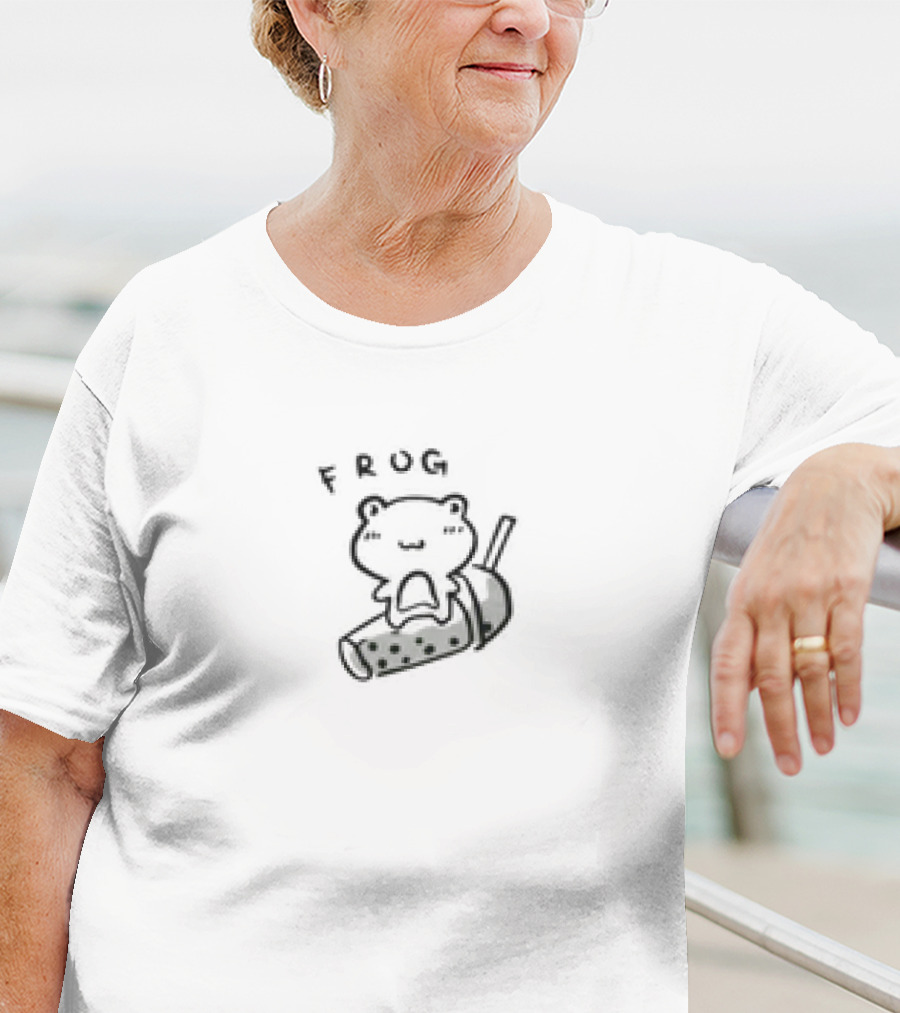 Frog Alles Ava Merch Cute Bubble Tea Cartoon T-Shirt