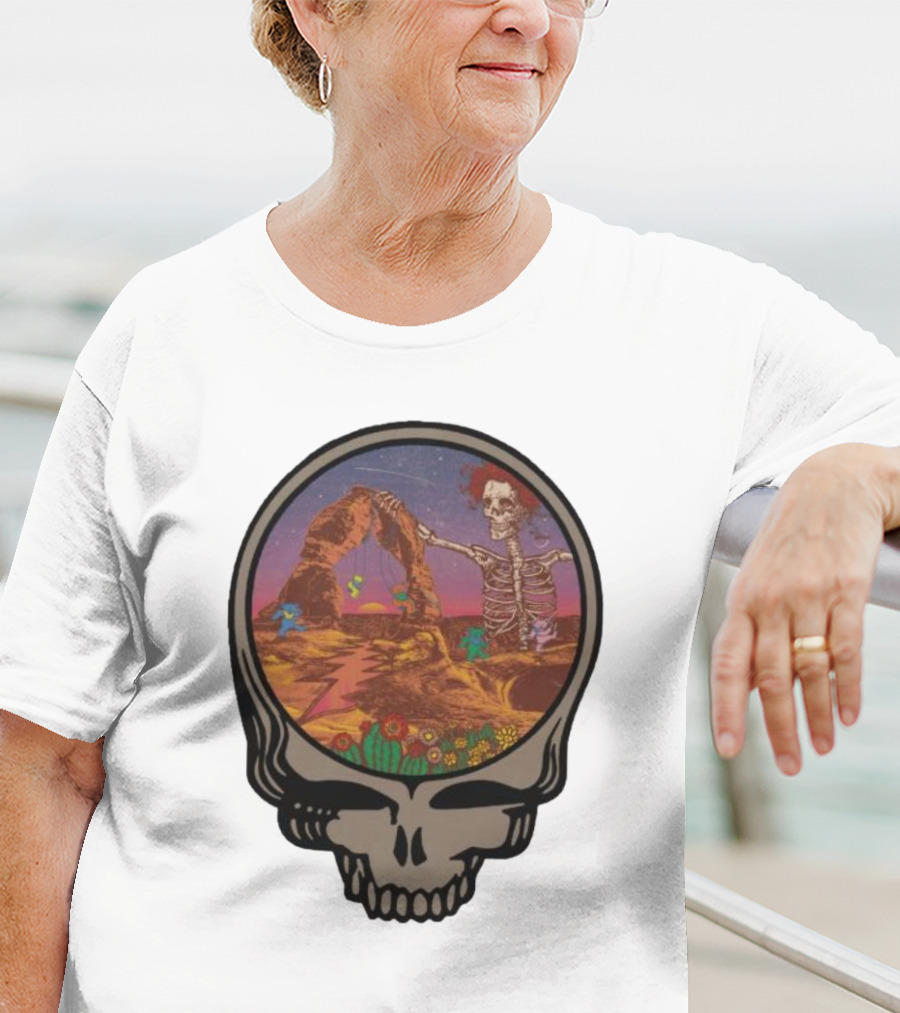 Grateful Dead Skull And Skeleton In Moab Desert Scene T-Shirt